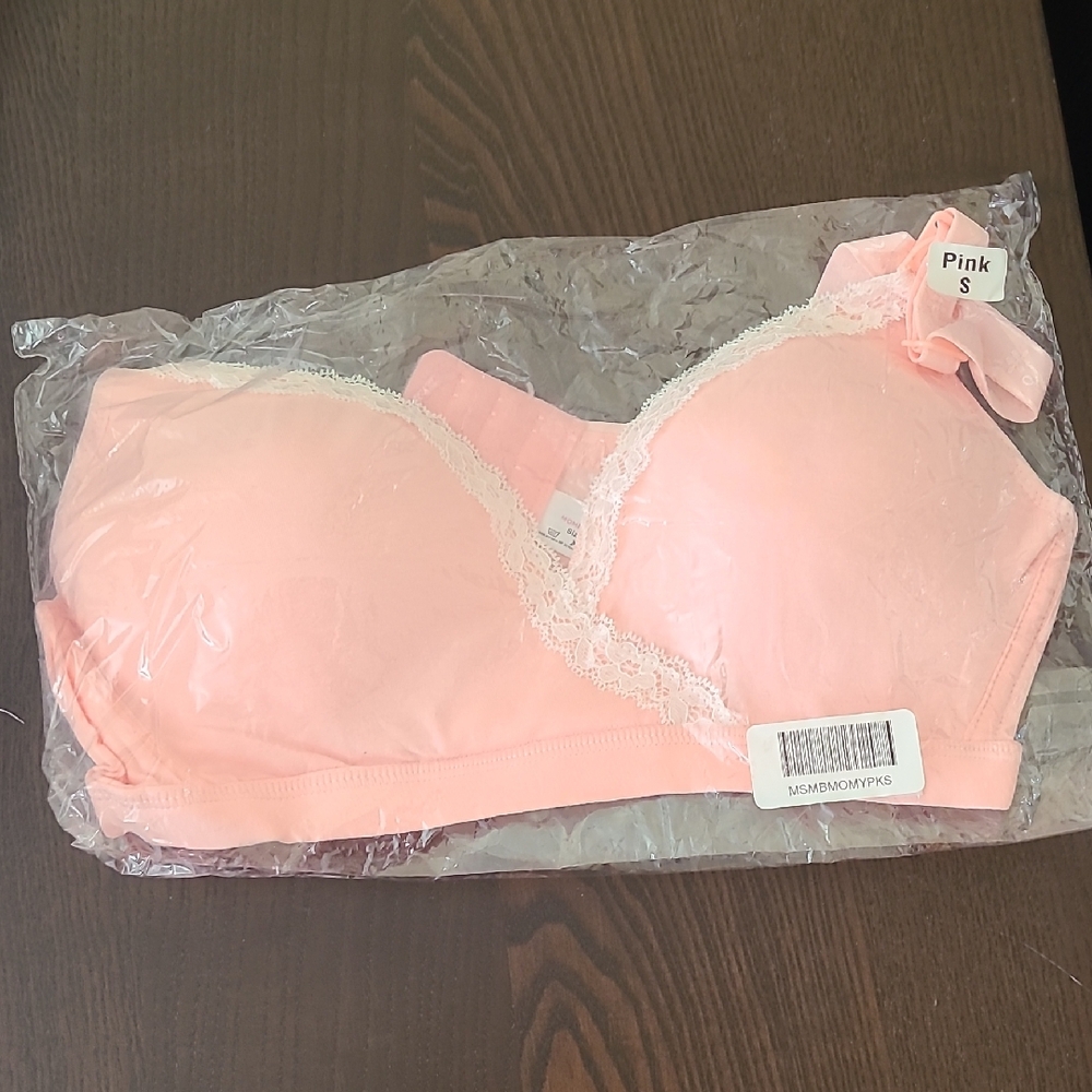 Pink Lace Trim Bra